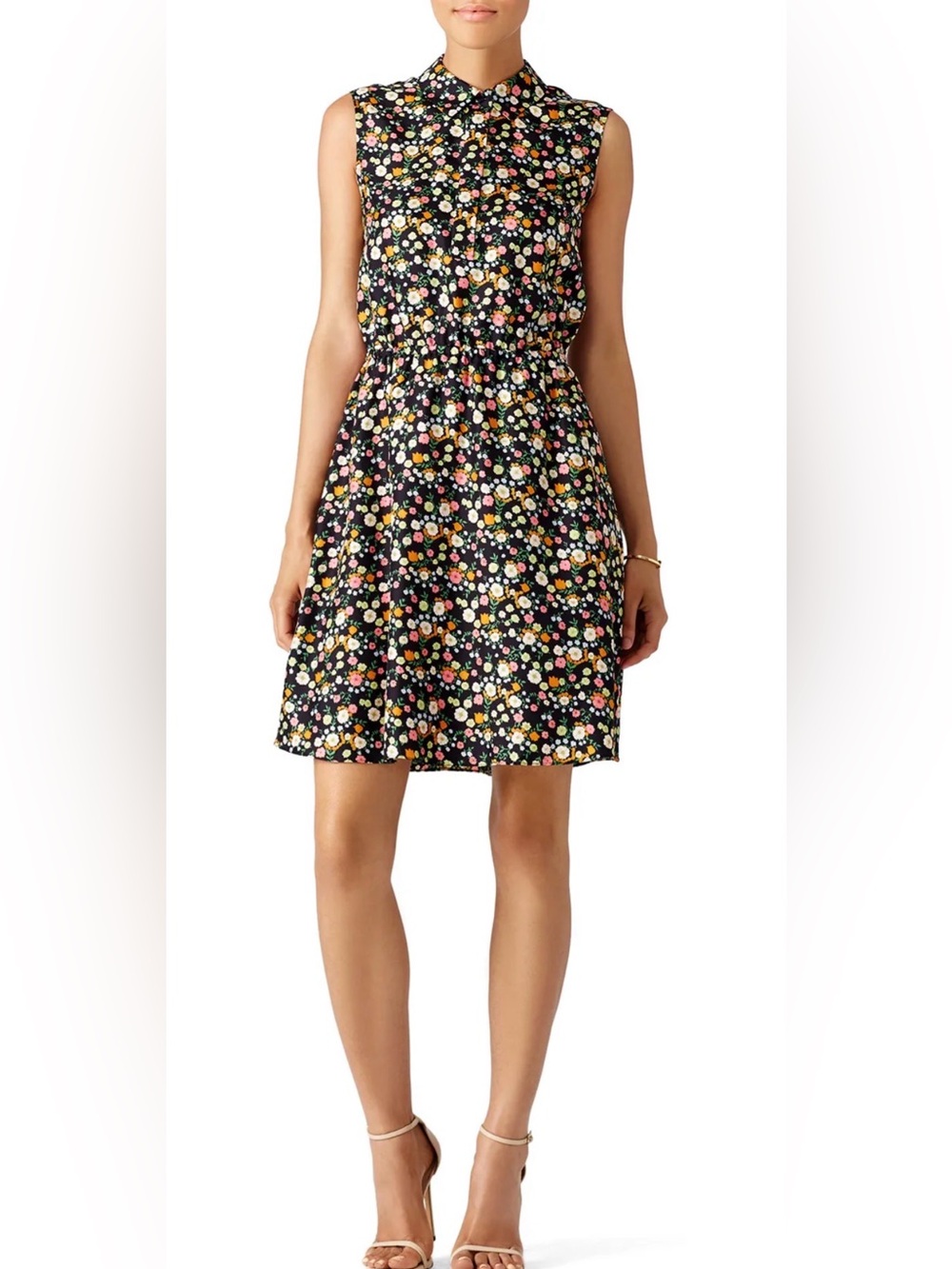 Tory Burch Black A-Line Skirt with Multicolor Floral Print